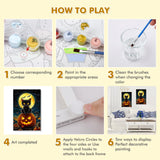 Bowetile Halloween Framed Paint by Numbers for Adults Beginners, Easy Adults' Paint-by-Number Black Cat Kits on Canvas, Acrylic Number Painting Crafts Kits Halloween Gifts for Home Decor, 8x12in Bowetile