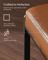 VASAGLE EKHO Collection - Bar Stools Set of 2, Counter Height Bar Stools, Synthetic Leather with Stitching, Mid-Century Modern Counter Stools, 26-Inch Tall, Kichen Home Bar Dining Room, Caramel Brown VASAGLE
