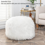 Fur Pouf Ottoman Unstuffed Floor Pouf White Ottoman Foot Rest NO Filler 20x20x12 Inches Round Poof Seat Floor Bean Bag Chair Foldable Floor Chair Storage for Living Room Bedroom White Cover ONLY Asuprui