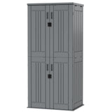 EHHLY Heavy Duty Tall Storage Cabinet Outdoor Weatherproof, 28 Cuft Garage Storage Cabinet with 4 Adjustable Shelves, Lockable Kitchen Pantry Closer Organizer, 31Wx23Lx66H, Sage Grey EHHLY