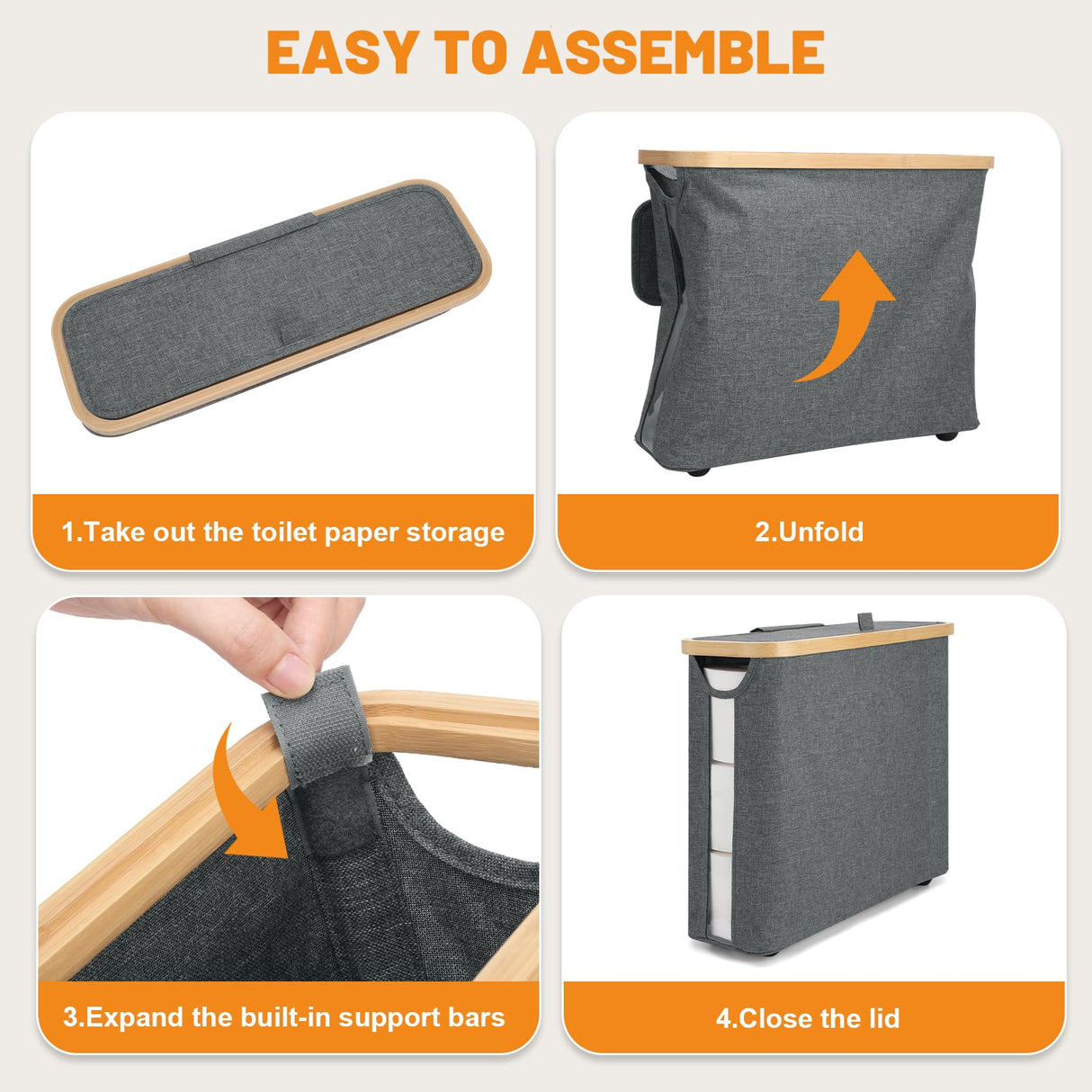 30L Toilet Paper Storage Basket with Lid, Bathroom Toilet Paper Storage Holder for up to 9-12 Rolls, Bamboo Toilet Tissue Storage Bin with Footbase Dntorx