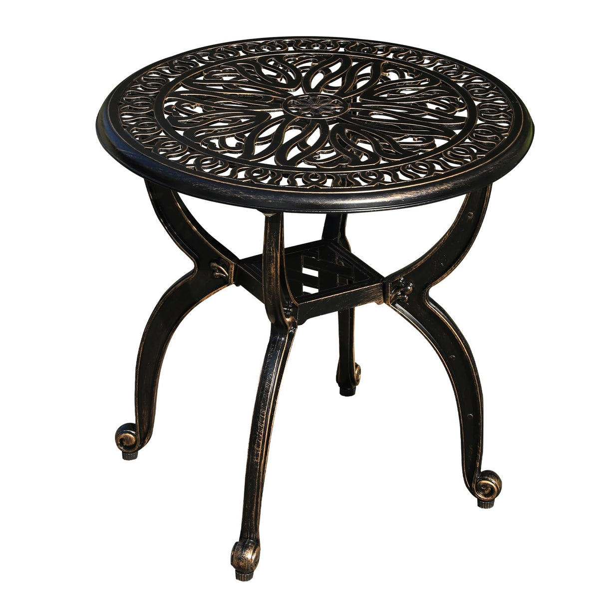 GXOUTAL Cast Aluminum Outdoor Side Table, All Weather Round Small Coffee Table for Patio,Park,Lawn,Yard (18.5" Bronze) GXOUTAL