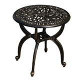 GXOUTAL Cast Aluminum Outdoor Side Table, All Weather Round Small Coffee Table for Patio,Park,Lawn,Yard (18.5" Bronze) GXOUTAL