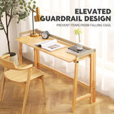 Solid Wood Folding Desk Mid Century Modern Desk, 47'' Foldable Writing Computer Desk for Home Office, Simple Study Makeup Workstation, Wooden Study Office Desk Table for Small Spaces, Natural Color Fetuero