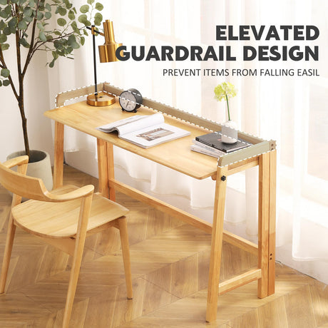 Solid Wood Folding Desk Mid Century Modern Desk, 47'' Foldable Writing Computer Desk for Home Office, Simple Study Makeup Workstation, Wooden Study Office Desk Table for Small Spaces, Natural Color Fetuero
