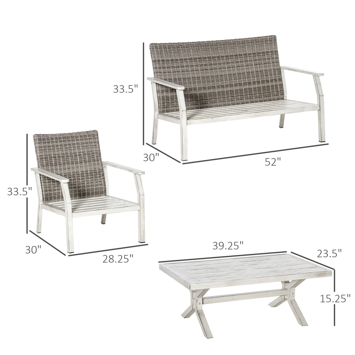 Outsunny 4 Pieces Patio Furniture Set with Cushions, Outdoor Wicker Conversation Sofa Sets, Aluminum Frame Sofa Sets for Backyard, Poolside, Garden, Beige Outsunny