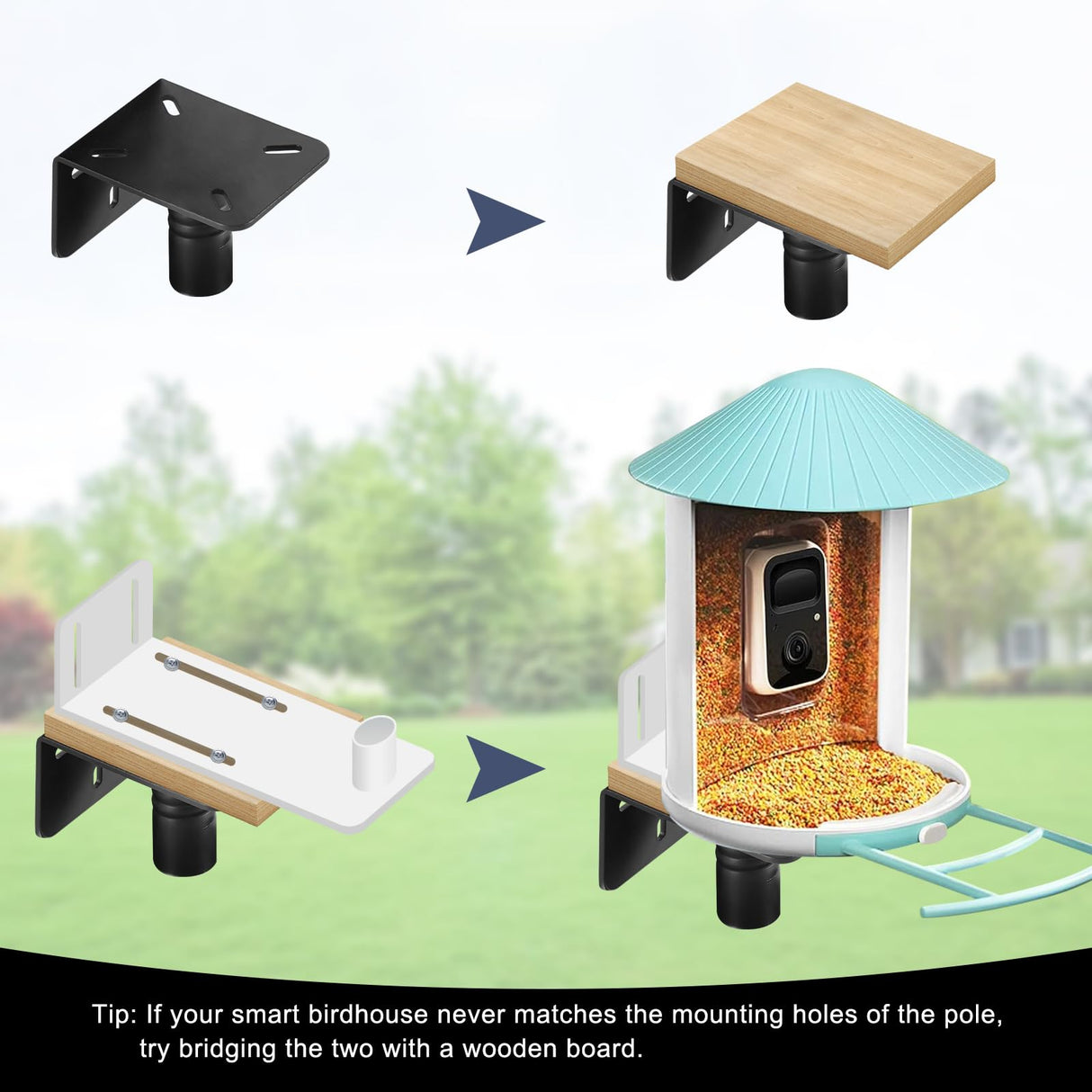 Gtongoko Smart Bird Feeder Pole, 79 Inch New Upgraded Hummingbird House Pole for Outdoor, Bird Buddy Pole, Bluebird House Pole Mount Kit, Adjustable Heavy Duty Bird Feeder Stand, Black Gtongoko