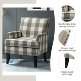 HULALA HOME Modern Accent Chair with Arms and Wooden Legs, Mid Century Accent Chair Armchair High Back Rest, Padded Armrest and Comfortable Cushioned Seat for Living Room (Buffalo Beige) HULALA HOME