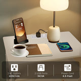 Edbuosy 27 inch Wide Nightstand Set of 2 with LED,Side Table with One Wooden Drawer，Nightstand with Charging Station,End Table Bedside Table with USB Ports and Outlets,White with LED Edbuosy