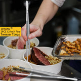 JETKONG 2 Pcs 12-Inch Kitchen Tweezers Fine Tweezer Tongs, Extra-Long Stainless Steel Cooking Tweezers (Silver) JETKONG