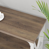 IBF Farmhouse Entryway Table, Wood TV Console Table, Long Rustic Metal Sofa Table, Industrial Hallway Table with Storage Shelves, Modern Foyer Tables for Front Entry Way, White and Rustic Oak, 55 in IBF