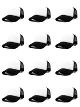12 Pack Sublimation Hats for Men Blank Trucker Hats Bulk Snapback Mesh Women Baseball Caps DIY Custom 18 Colors (Black and White) OAKFARM