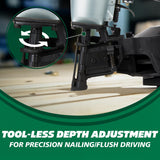 Metabo HPT Roofing Nailer, Pro-preferred Pneumatic Power Nailers in Roofing tools, Pneumatic Roofing Nailer for Asphalt Roofing Shingles, Nailer 16 Degree 7/8″ to 1-3/4″ Roofing Nails, NV45AB2 Metabo HPT