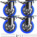 4 Inch Caster Wheels with Brake, Heavy Duty Casters Set of 4, Swivel Top Plate Casters with Double Ball Bearings, Industrial Locking Castor Wheels For Furniture, Workbench, Cabinet(Free Hardware Kits) WOZESEIK