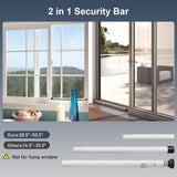 DIIG Sliding Door Security Bar，17.7-50.5inch Adjustable Locking Window Safety Bar with Rubber Tips,Diameter 1inch Window Security Bar for Home Apartment （White） DIIG