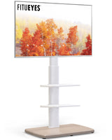 FITUEYES Floor TV Stand for 32 39 40 43 49 50 55 60 65 70 Inch TVs, Modern TV Stands with Shelf for Living Room Bedroom, Height Adjustable Corner TV Stand White FITUEYES