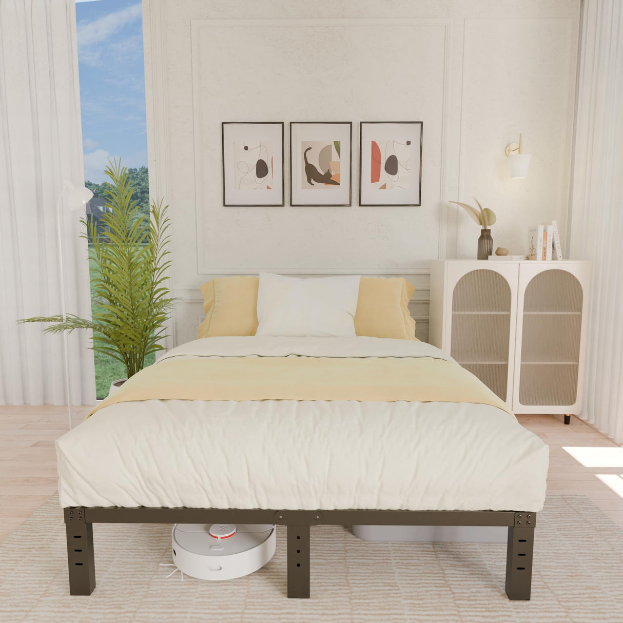 ALDRICH 10 Inch Metal King Size Bed Frame - Double Black Basic Steel Slats Platform, Easy Assembly Heavy Duty Noise Free Bedframes, No Box Spring Needed ALDRICH