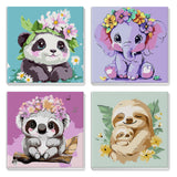 MXJSUA 4 Pack Framed Cute Animals Paint by Numbers for Kids Ages 6-12, Panda Elephant Sloth Koala Paint by Number Kits for Children Beginner, Acrylic Oil Painting for Home Wall Decor (8x8inch) MXJSUA