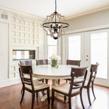 TACDANDM Farmhouse Chandelier for Dining Room Vintage Rustic Oak Distressed White 23'' 6-Light Wood Pendant Lighting Globe Hanging Ceiling Light Fixtures for Entryway Foyer Kitchen Living Room TACDANDM
