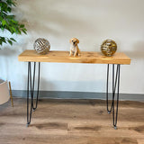 Kirpi Entryway Console Table Solid Wood, Narrow Sofa Table Midcentury Modern Live Edge, 40-inch Rustic Wood Hallway Table, Entry Table Farmhouse, Kirpi