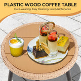 PORWEY 5 Piece Patio Bistro Set with Ottoman, Outdoor Wicker Apartment Balcony Furniture Sets, Rattan Table and Chairs Set of 2 for Porch Backyard Deck, Yellow,Beige PORWEY