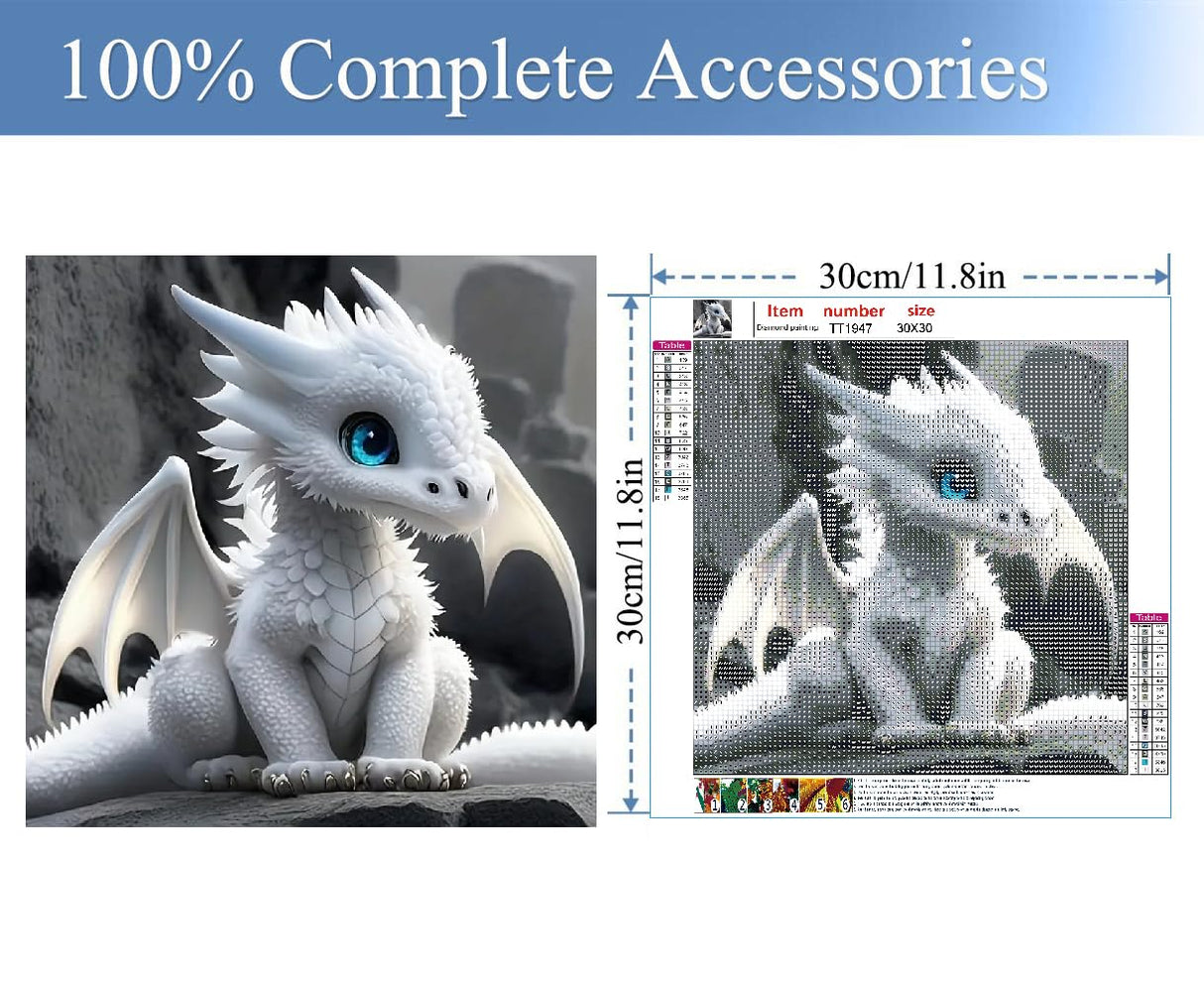 JFYHAB Dragon Diamond Painting Kits White Dragon Diamond Painting Kits for Adults 5D DIY Full Drill Dragon Diamond Art for Home Wall Decor 12x12inch JFYHAB