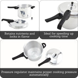 IMUSA 7 Quart Stovetop Aluminum Presure Cooker with safety valves for risk-free opening Imusa