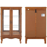 nifoti 43" H Lighted Curio Cabinet Display Case with Light Bulb, Glass Curio Cabinet with Adjustable Shelves & Tempered Glass Door, Wooden Cabinets w/Mirrored Back Pane for Living Room(Oak) nifoti