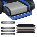 HOFFREE Massage Gaming Chair for Kids Computer Gamer Chair with Footrest and Lumbar Support Reclining PC Game Chair with Headrest for Gaming Room Blue and Black HOFFREE