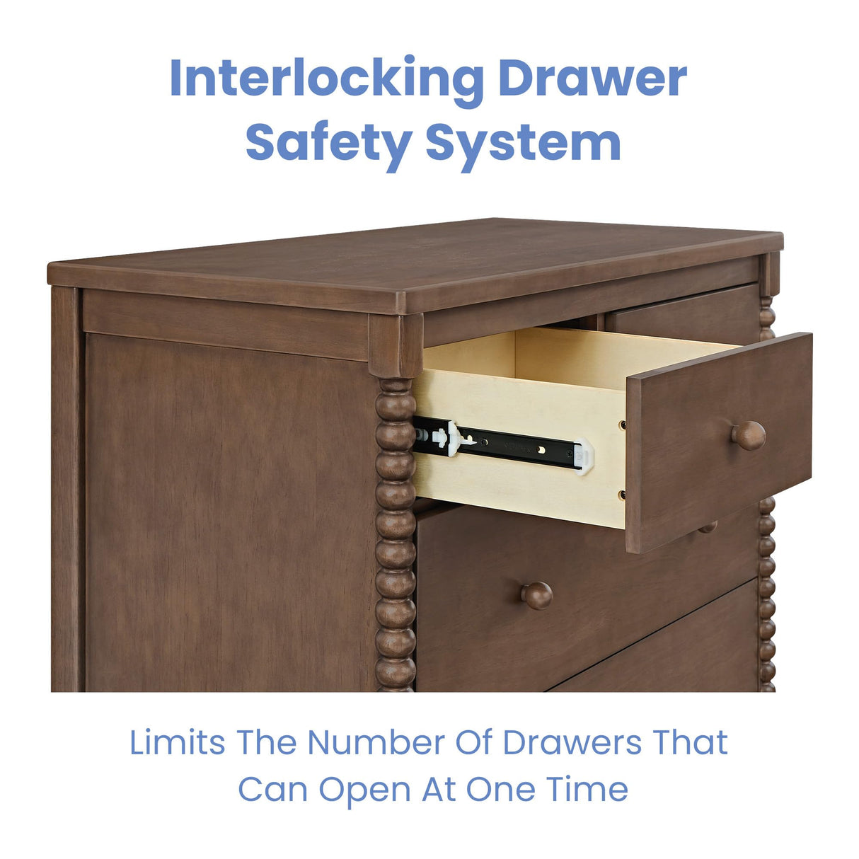 Delta Children Saint 4 Drawer Dresser with Changing Top and Interlocking Drawers, Teak Brown Delta Children