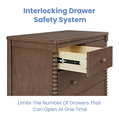 Delta Children Saint 4 Drawer Dresser with Changing Top and Interlocking Drawers, Teak Brown Delta Children