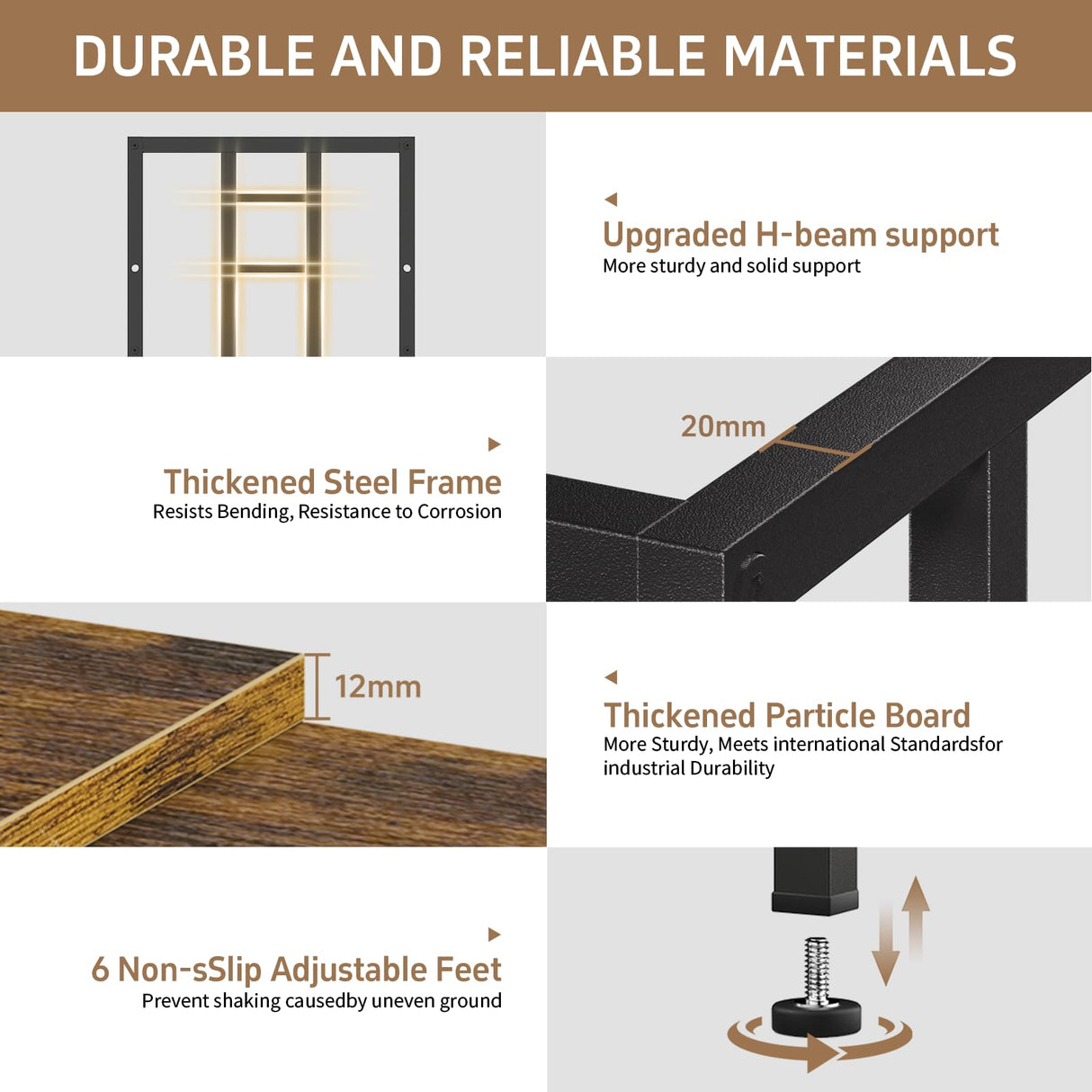 MILEFA Reinforced 40-50 Gallon Aquarium Stand with Power Outlet | Ultra-Stable 750LBS Capacity Metal Fish Tank Stand for Reptile/Aquatic Setups, 5-Tier Adjustable 37"x19" Steel Shelving System MILEFA