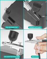 50 PSI Airbrush Kit with Air Compressor, High Pressure Portable Air Brush Gun with 0.2/0.3/0.5mm Nozzle/Cleaning Sets, Airbrush Spray Gun Set for Painting, Makeup, Cake Decor, Tattoo, Nails Art boostool