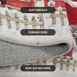 Artoid Mode Red Snowman House Pine Tree Christmas Area Rug, Xmas Winter Home Decor Low-Profile Washable Area Rugs for Entryway Bedroom Living Room Laundry Room Indoor 5x7 Feet Artoid Mode