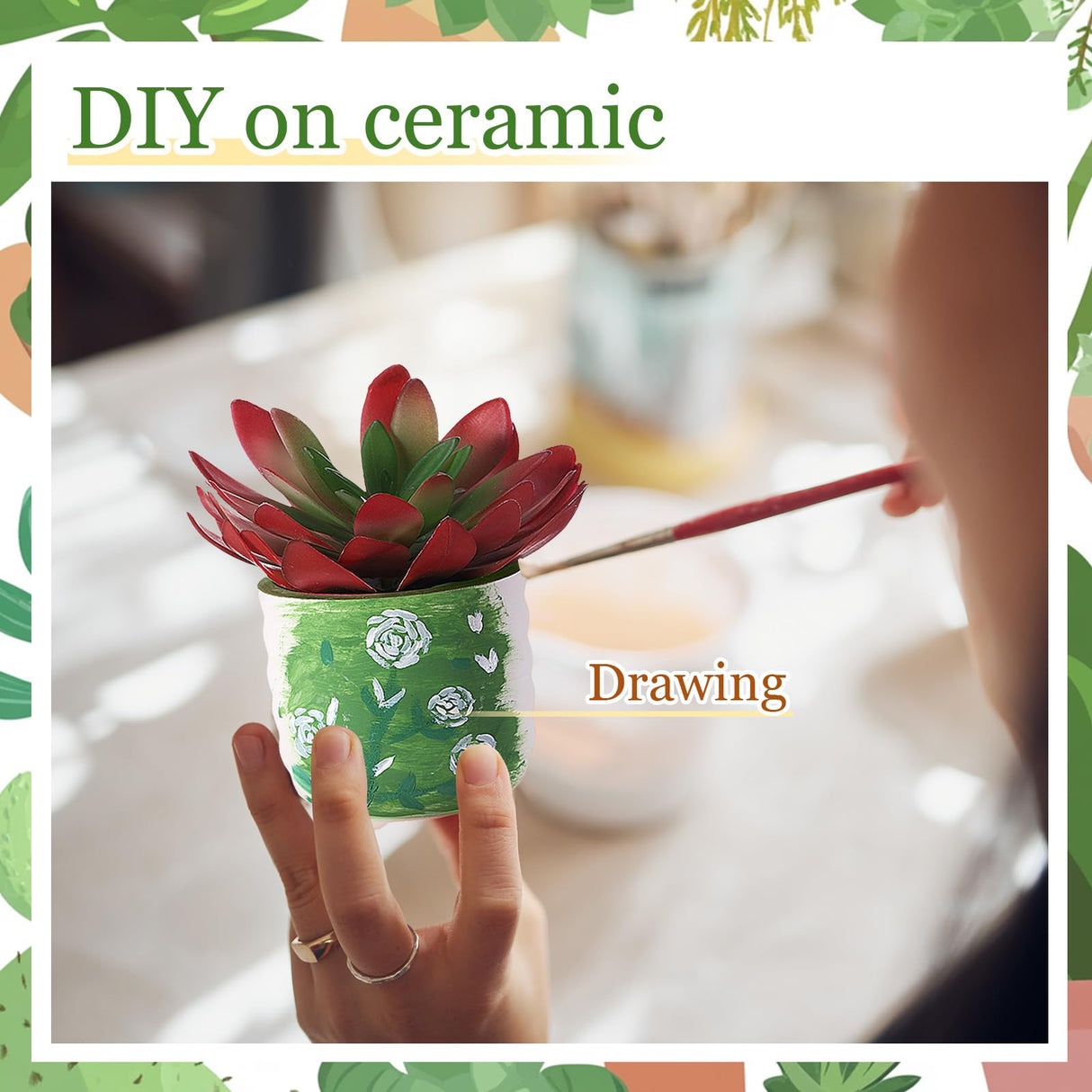 Remerry 6 Pcs 3.5 Inch DIY Ceramic Succulent Pots for Painting Figurines Paint Craft Kit Unpainted Ceramic Bisque Paintable Flowerpots with Drainage Hole Ready to Paint Remerry