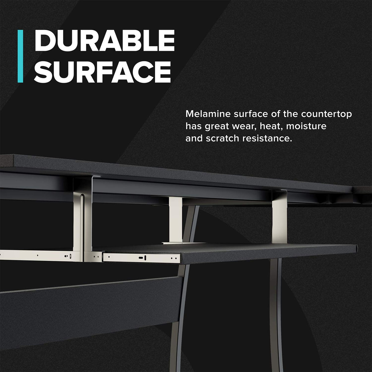 RIF6 L Shaped Modern Computer Home Office Gaming Desk with Keyboard Tray and Cable Management, Easy Assembly, Black RIF6