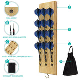 FDLS Darts Caddy Wall Mounted Darts Holder/Stand/with Metal Hook, Accessory Storage Bag, Displays 12 Set of Steel/Soft Tip Darts FDLS