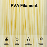YXPOLYER PVA Filament Quick Water Soluable Dissolvable Support Material 1.75mm 1kg for 3D Printing Filament PLA TPU PETG ABS Nylon, AMS-Compatible Polyvinyl Alcohol Nature Color yxpolyer