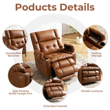 Dual Motor Power Lift Recliner Chair for Elderly with Massage and Heat, Oversized Lift Chair with Arm Storage, Lay Flat Lift Recliner for Adults, Big Tall, Infinite Position, Camel Rhevoy