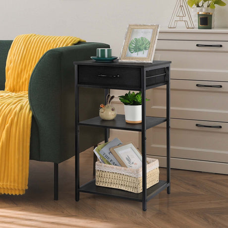 Printer Stand with Storage 3 Tier Home Printer Table with Drawers Multifunctional Under Desk Printer Shelf Holder Industrial End Table Nightstand for Fax Machine Scanner Files Brown BTY