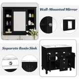 Marzzi 36" Bathroom Vanity with Sink & Matching Medicine Cabinet, 36 inch Bathroom Vanity Storage Cabinet with Sink Top, 2 Drawers, and Mirror Cabinet Marzzi