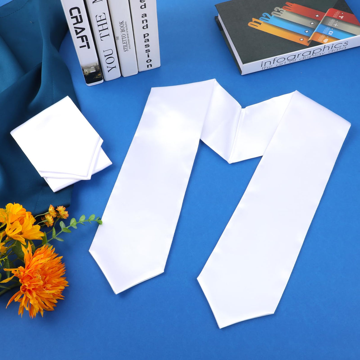 2 PCS 30" Graduation Stole Unisex White Plain Sublimation Stoles Blanks Graduation Sash 2024 Honor Stole for School/Church Ceremony Teaaha