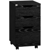 HOMCOM 3 Drawer Mobile File Cabinet, Rolling Printer Stand, Vertical Filing Cabinet, Black Wood Grain HOMCOM