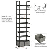 OYREL Tall Shoe Rack Narrow 10 Tier Shoes Rack 20 25 Pairs, Shoe Storage Organizer for Closet, Sturdy Metal Shoe Shelf Shoe Stand with 2 Boxes 1 Hook OYREL