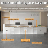 Reception Desk - Modern Design Front Desk with Hidden LED Lighting, Spacious Checkout Counter and Retail Counter Features, Solid Wood Construction, No Assembly Required (White & Wood, 84") ZGNBSD