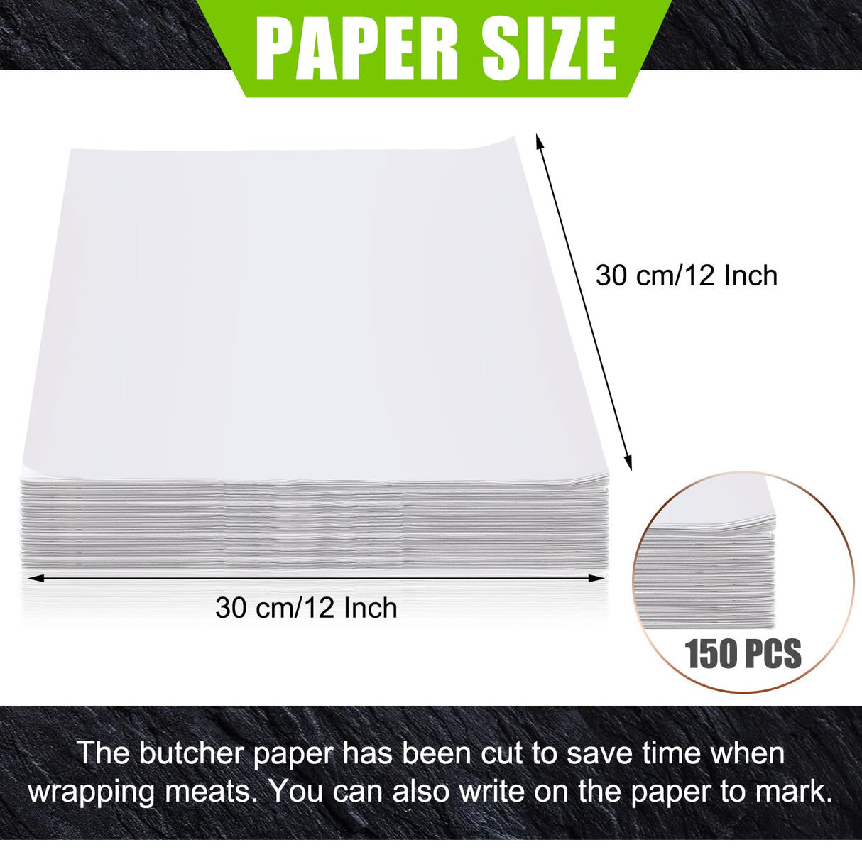 Sublimation White Butcher Paper Disposable Butcher Paper Sheets Square Meat Sheet Precut Butcher Paper No Wax Butcher Paper for Heat Press, Wrapping Meat, Art Project (150 Pieces, 12 x 12 Inches) Eersida