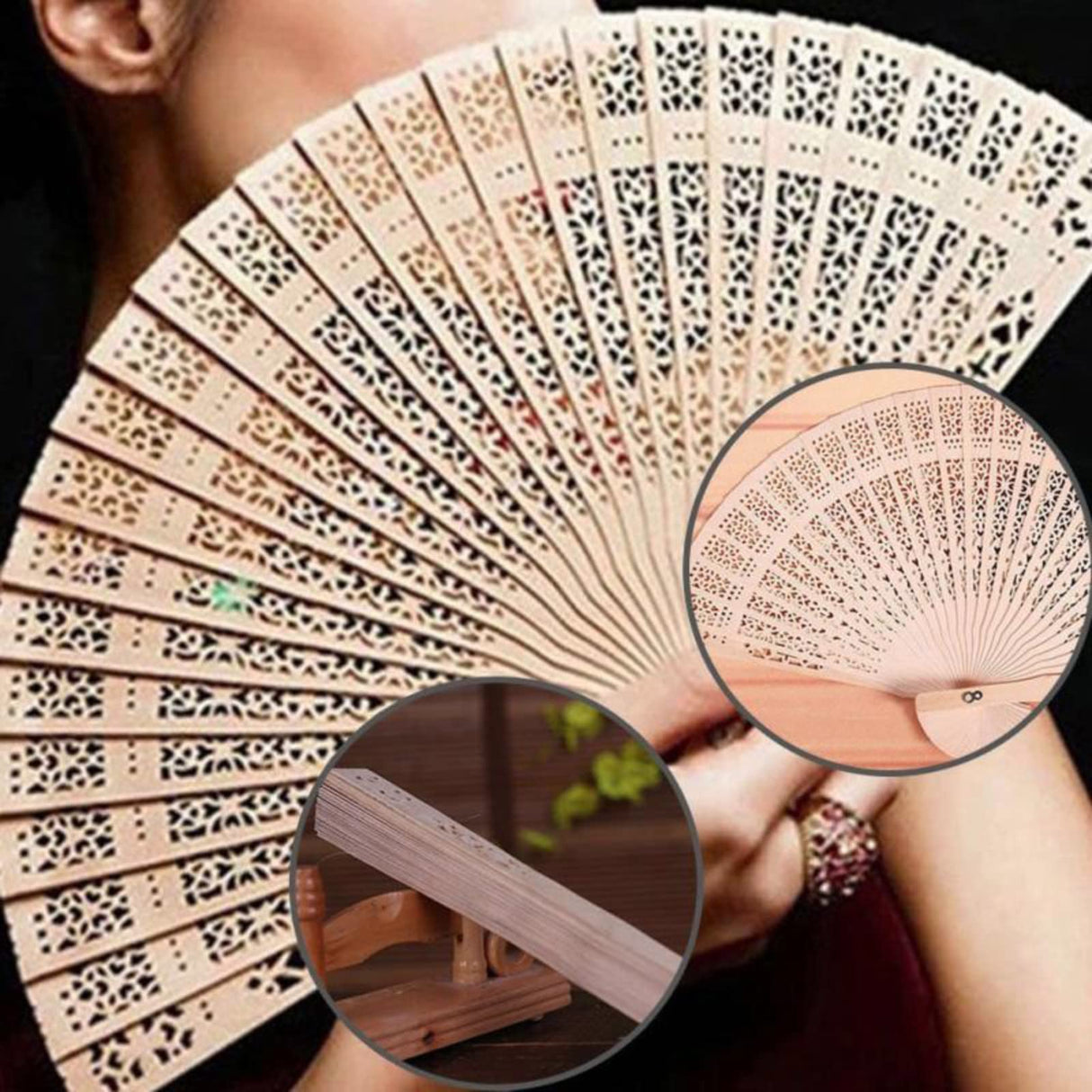 jinfu 50pcs Personalized Wooden Wedding Favors and Gifts for Guest Sandalwood Hand Fan Party Decoration Folding Fans Sandalwood Fan Favors with Gift jinfu