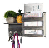 Spiretro Wall-Mounted Key Holder Hooks - Rustic Wood Weathered Grey & Black - Entryway Organizer for Mail, Leashes, and Purses - Floating Shelf, 16.5” W x 9.75" H x 4.5” D Spiretro