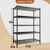 REIBII 5-Tier Wire Shelving Rack Storage Shelves Metal Shelves,1020 LBS Adjustable Heavy Duty Metal Shelving Units and Storage for Garage Pantry Bathroom 29" W X 14" D X 63" H REIBII
