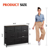 WLIVE 8 Drawer Dresser for Bedroom, Fabric Black Dresser with Large Storage Drawer Unit for Entryway, Chest of Drawers for Living Room WLIVE